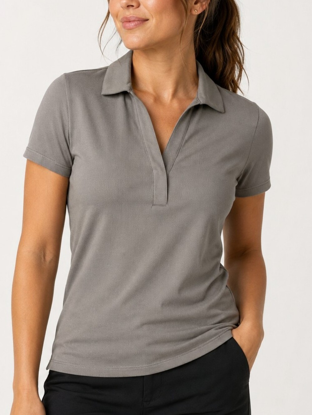 Travis Mathew Womens XL Polo Golf Shirt Moveknit Short Sleeve V-Neck Ribbed Top